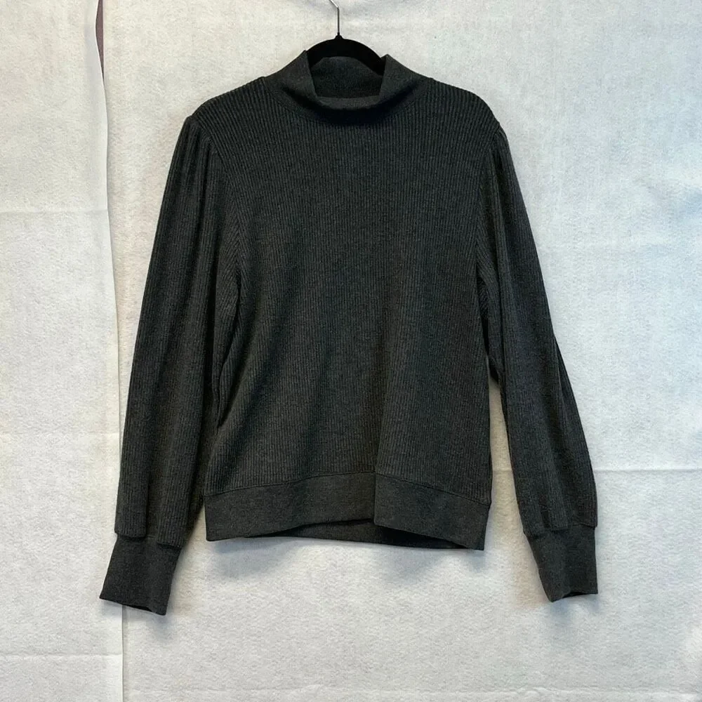 J. CREW Women’s Gray Mock Neck Ribbed Pullover Sweater XL Long Sleeve‎ Soft NWT